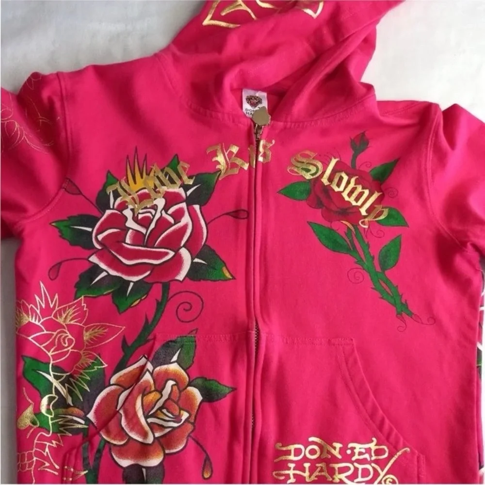 Ed HardyVINTAGE  Fuchsia Floral Women's Jacket - Picture 4 of 4
